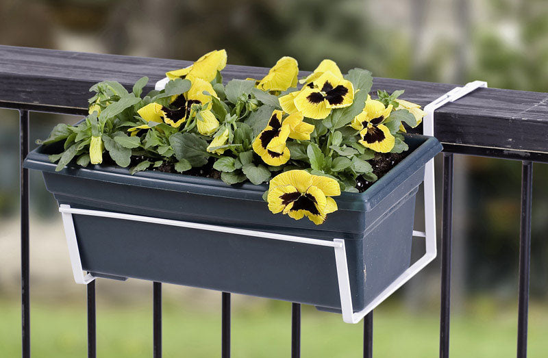 Panacea 89053 Steel Deck Flower Box Holder, 14.75 x 7.25 x 12.25, White