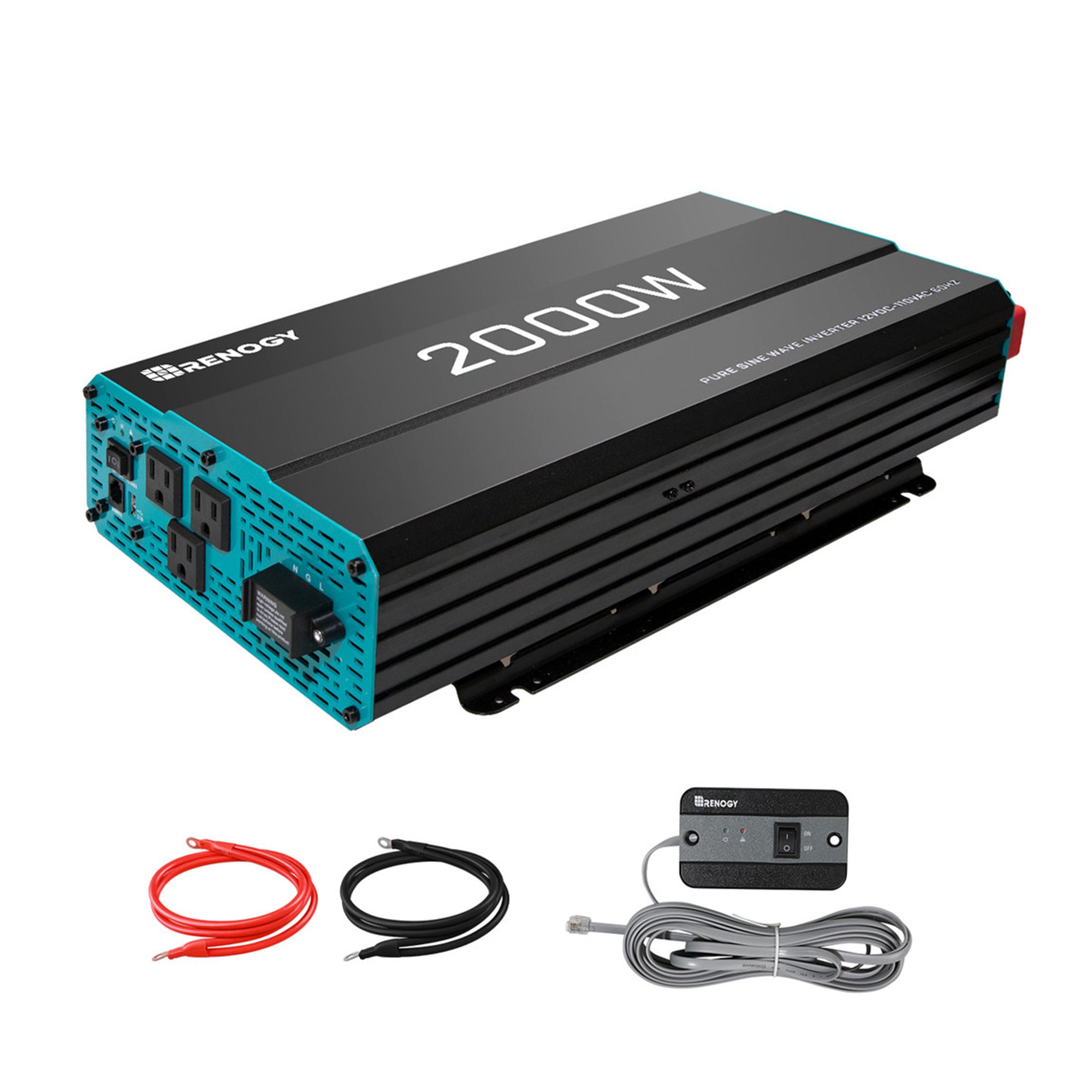 Renogy 2000W 12V Pure Sine Wave Power Inverter With Cables And Remote ...